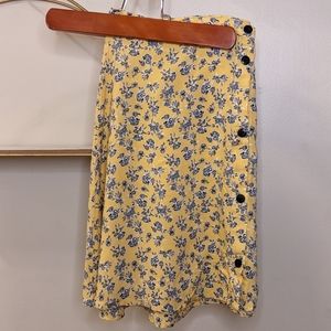 Yellow linen Button-up skirt | 8
